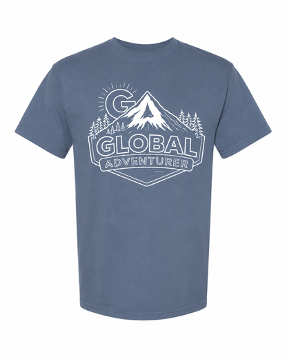 Global Adventurer unisex pigment dyed t-shirt 100% heavy cotton.