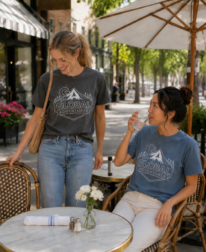 Global Adventurer unisex pigment dyed t-shirt 100% heavy cotton.