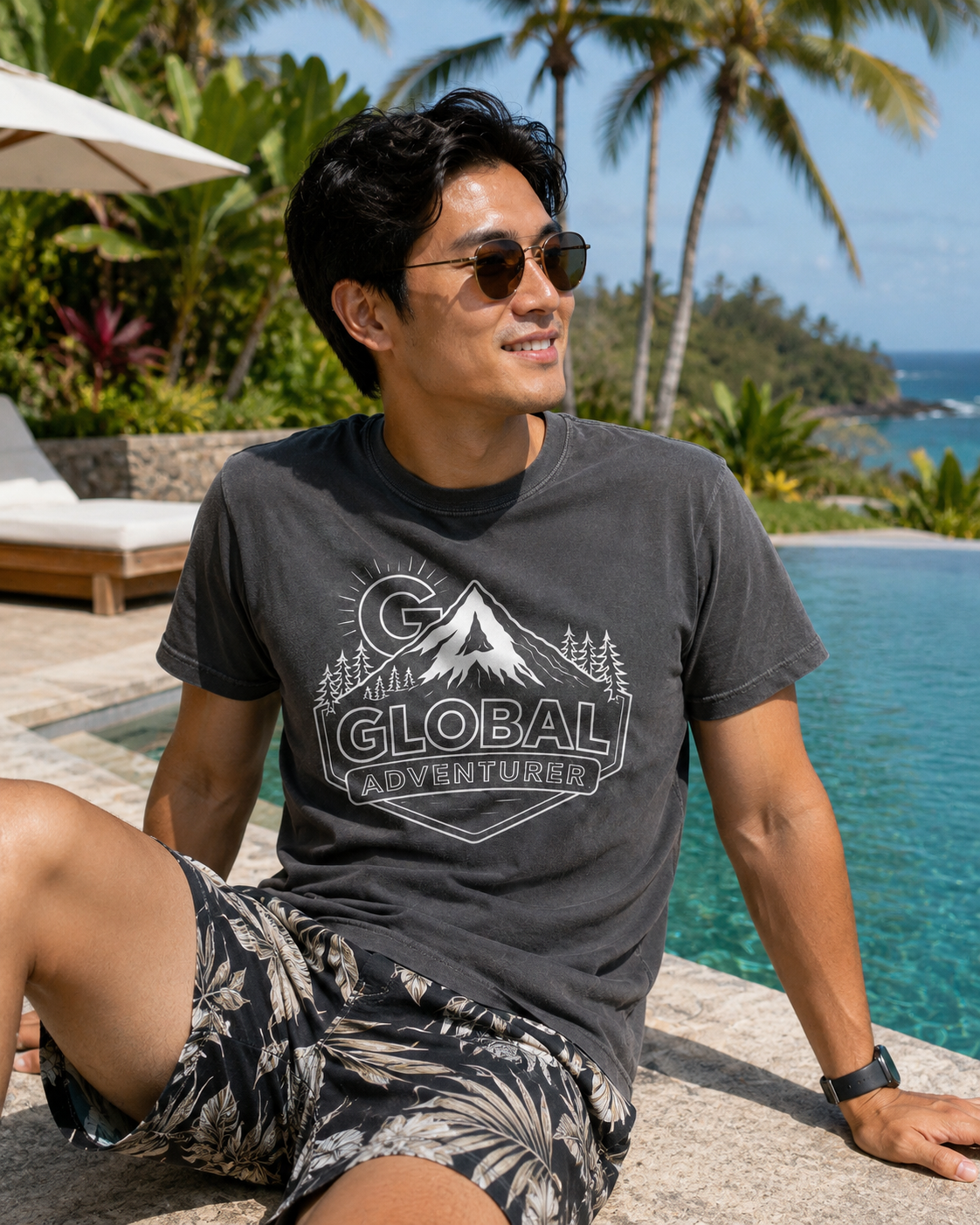 Global Adventurer unisex pigment dyed t-shirt 100% heavy cotton.