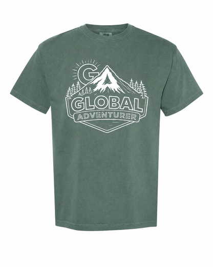 Global Adventurer unisex pigment dyed t-shirt 100% heavy cotton.